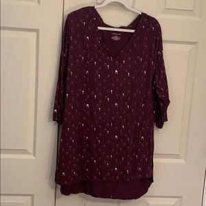 Lane Bryant Perfect Sleeve Swing Tee Maroon & 🥂